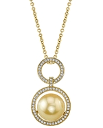 Golden Pearl & Diamond Cameron Pendant