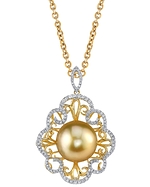 Golden Pearl & Diamond Betty Pendant