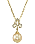 Golden South Sea Pearl & Diamond Caroline Pendant
