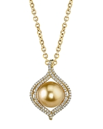 Golden Pearl & Diamond Clara Pendant