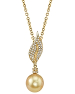 Golden Pearl & Diamond Eva Pendant