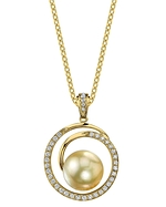 Golden Pearl & Diamond Kerri Pendant