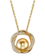 Golden Pearl & Diamond Margaret Pendant