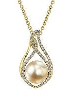 Golden Pearl & Diamond Meredith Pendant