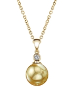 Golden Pearl & Diamond Michelle Pendant
