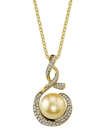 Golden Pearl & Diamond Pippa Pendant