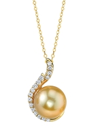 Golden Pearl & Diamond Rebecca Pendant