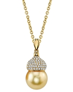 Golden Pearl & Diamond Riley Pendant