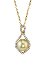 Golden Pearl & Diamond Ruth Pendant