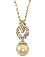 Golden Pearl & Diamond Casey Pendant