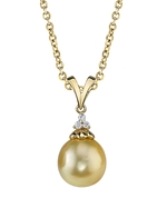 Golden Pearl & Diamond Tracy Pendant