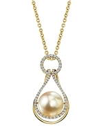 Golden Pearl & Diamond Victoria Pendant