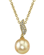 Golden Pearl & Diamond Zoey Pendant