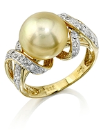 Golden Pearl & Diamond Swirl Ring