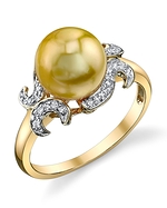 Golden Pearl & Diamond Crown Jewel Ring