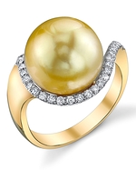 Golden Pearl & Diamond Swing Ring