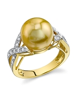 Golden Pearl & Diamond Infinity Ring
