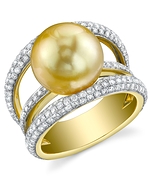 Golden Pearl & Diamond Eternity Ring