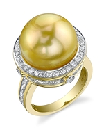 Golden Pearl & Diamond Bella Ring