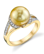 Golden Pearl & Diamond Penelope Ring