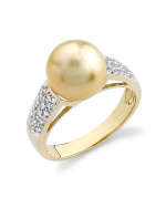 Golden Pearl and Diamond Alexa Ring