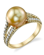 Golden Pearl & Diamond Embrace Ring