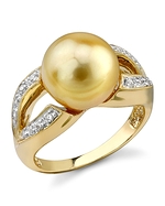 Golden Pearl & Diamond Princess Ring