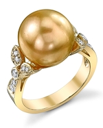 Golden Pearl & Diamond Ariella Ring