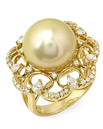 Golden South Sea Diamond & Pearl Barbara Ring