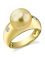 Golden Pearl & Diamond Cyrus Ring