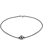 Tahitian South Sea Round Pearl Leather Necklace
