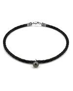 Round Tahitian South Sea Pearl Braided Leather Necklace