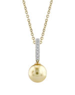 Golden Pearl Dangling Diamond Pendant
