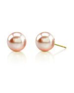 9mm Peach Freshwater Pearl Stud Earrings
