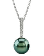 10mm Tahitian Pearl Dangling Diamond Pendant