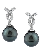 Tahitian South Sea Pearl & Diamond Swirl Earrings