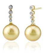Golden South Sea Diamond Links Pearl Earrings