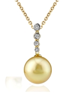Golden South Sea Diamond Links Pearl Pendant