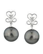 Tahitian Pearl & Diamond Curl Earrings
