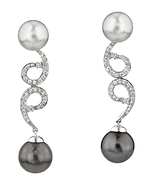 South Sea Two-Pearl & Diamond Opera Earrings