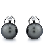 Tahitian Pearl Diamond Leverback Stud Earrings