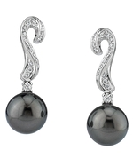 Tahitian South Sea Pearl & Diamond Hook Earrings