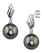 Tahitian South Sea Pearl & Diamond Lily Earrings