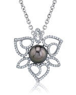Tahitian Pearl & Diamond Butterfly Pendant