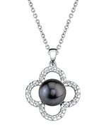 Tahitian Pearl & Diamond Clover Pendant