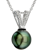 Tahitian Pearl & Diamond V-Shape Pendant