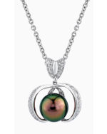 Tahitian Peacock Green Pearl & Diamond Throne Pendant