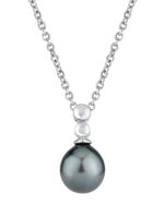  Tahitian South Sea Pearl Double Diamond Pendant