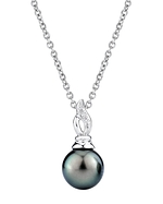 Green Tahitian South Sea Pearl Diamond Wave Pendant