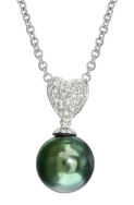 Heart-Shape Tahitian Pearl & Diamond Pendant